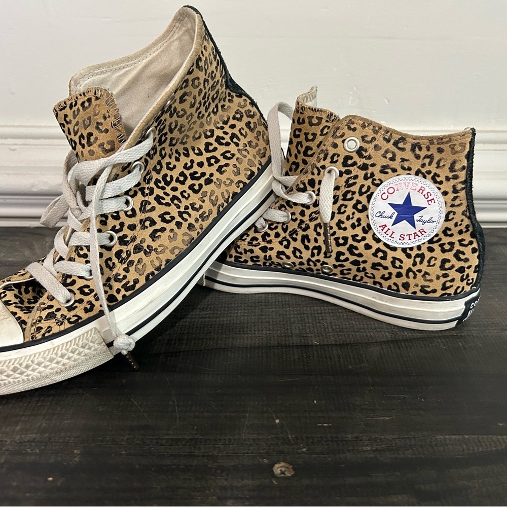 Converse Leopard Print High-Top Sneakers - Women’s Size 8
